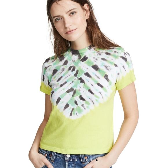 NWOT Agolde Premium Tye Dye Baby Tee Sz X Small - Picture 1 of 12